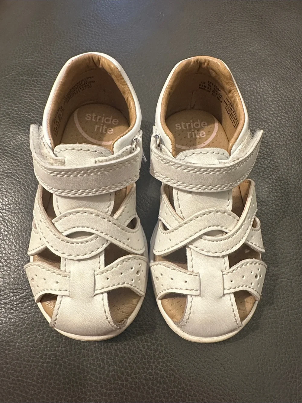 Stride Rite White Leather Sandals
